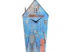 Reloj de pared casa azul madera reciclada