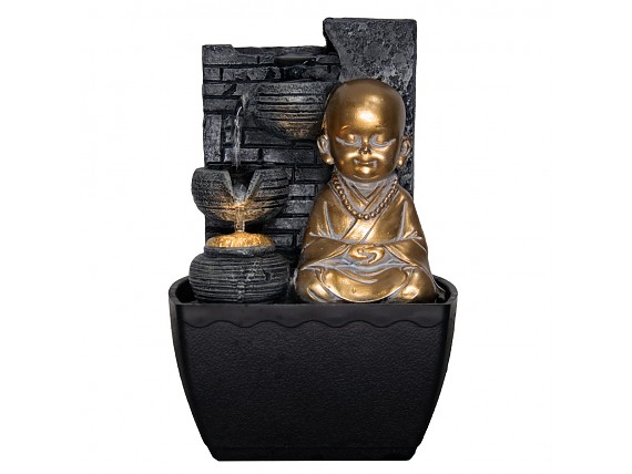 Fuente de agua zen monje budista para interiores