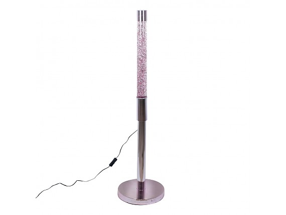 Lampara de pie purpurina rosa columna con base metal
