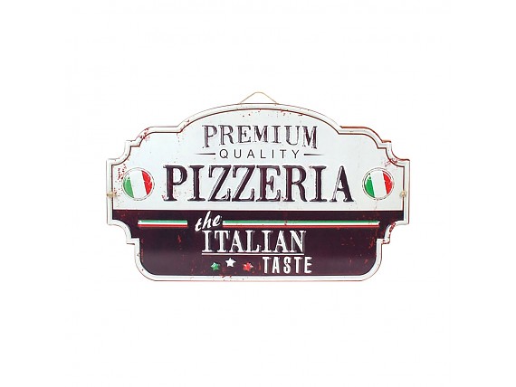 Placa pizzería italiana en metal efecto envejecido
