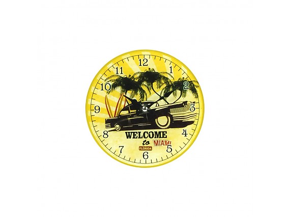 Reloj de pared cristal amarillo Miami