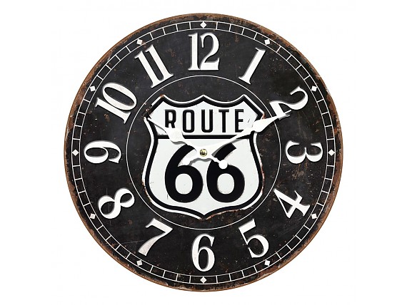 Reloj de pared redondo negro Ruta 66 