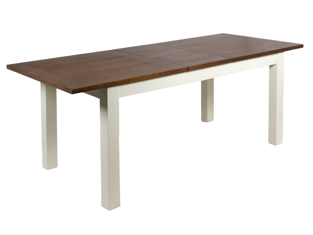 Mesa de comedor extensible de madera blanca y marrón