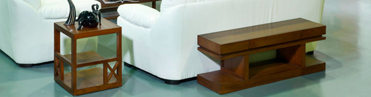 Mesa auxiliar sofá madera olmo viejo patas metálicas