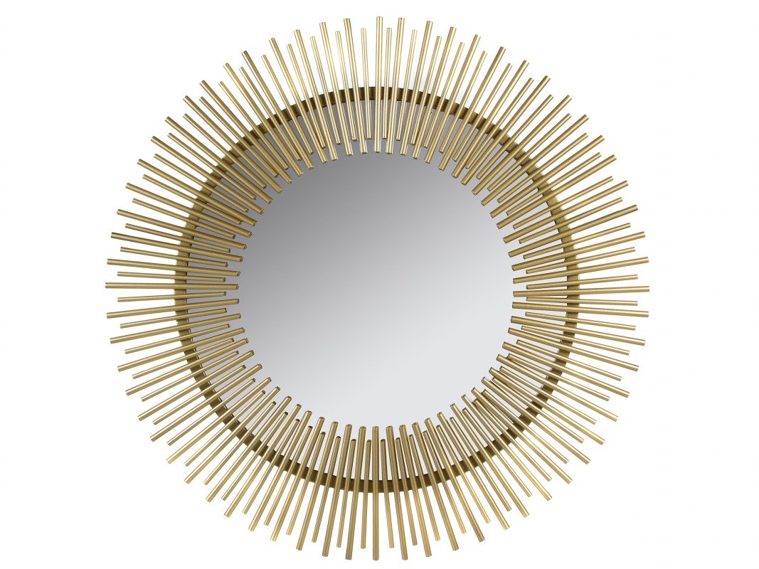 Espejo redondo 1 metro diseño dorado - Espejo sol hierro oro