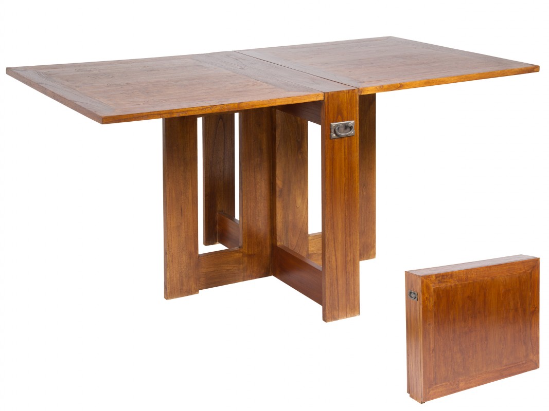 Mesa plegable abatible de madera con asas para salón comedor