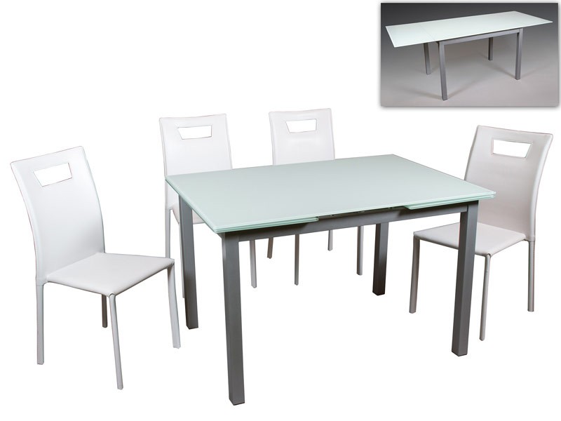 Conjunto mesa extensible y sillas para cocina o terraza
