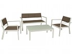 Conjunto mesa centro y sillones blanco y marrón