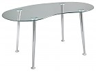 Mesa curvada escritorio de cristal y cromo