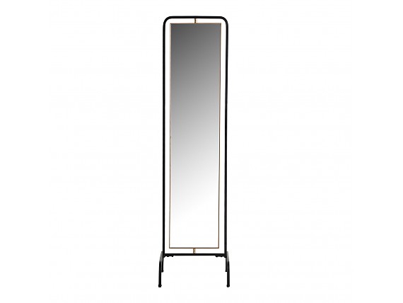 Espejo de mesa metálico negro con base rectangular