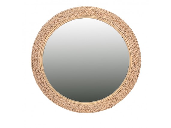 Espejo redondo con diseño de sol elaborado con ramas de madera natural