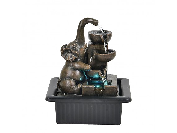 Fuente decorativa de agua elefante sentado estilo zen resina