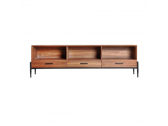 Mueble TV madera de abeto, patas hierro